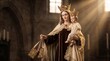 © Olga Ко - Beautiful porcelain statue of Our Lady of Mount Carmel (Virgen del Carmen / Nossa Senhora do Carmo) holding baby Jesus and the brown scapular. Catholic religion concept, patroness of sailor.