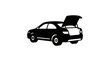 © Creator Rima Akter - Silhouette Of A Hatchback Car With Open Trunk Black On White