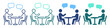 © D. Resonant Studio - people conversation meeting table speech bubble icon set on transparent background