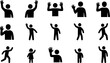 © Morningstar - People waving hand silhouette icon set, flat black glyph style, pure white background