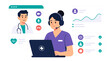 © LBT - Female healthcare professional using laptop in clinical setting.