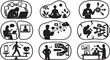 © Sadman - Digital Wellness and Mental Health Vector Silhouettes Icon Set; Tech Addiction, Online Comparison, Mindful Usage and Positive Habits