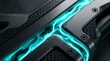 © Ruslan Abdullin - High Tech Carbon Fiber Mechanism with Cyan Neon Energy Channel