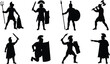 © Sreejoynaraon - Ancient Roman Warrior Silhouette Collection with Shields Spears and Weapons