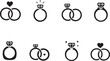 © MdShahadat - Wedding ring icon set marriage jewelry symbols collection with engagement graphic design elements
