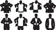 © Sahileditz - Black Solid Telecommuting Worker Formal Suit Jacket Silhouettes Set of Six on White Background