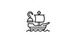 © IndTextEffect - Cartoon pirate ship sailing on waves with a hook