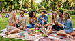 © Muhammad - Friends Enjoying Summer Picnic with Wine, Snacks, and Outdoor Relaxation