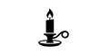 © Yoatul - Black silhouette of a lit candle in a candlestick holder.