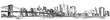 © Elena - A hand drawn ink sketch panorama of the New York City skyline with the Brooklyn Bridge and Manhattan skyscrapers, an urban cityscape illustration