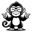 © your - Monkey Wearing Glasses Pointing Fingers.