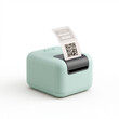© AS_SleepingPanda - A small portable thermal printer prints a paper receipt with a square digital code on a white background