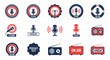 © Fahim - Comprehensive collection of podcast and radio station logos featuring microphones, antennas, and on-air signs.