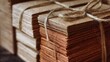 © backup_studio - Stack of brown paper cards tied with rustic jute twine. Eco friendly stationery set for handmade craft project. Natural packaging materials for vintage style craft and paper art.