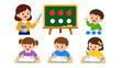 © Alan - Children learning in classroom with teacher and chalkboard