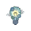 © Abdi - A glowing light bulb integrated with mechanical gears and digital circuit patterns