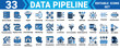 © Sumon Sorkar - Data pipeline icon set collection 33 editable vector illustrations for data management analytics