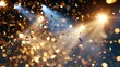 © Bonsales - Golden confetti floating through stage lights creating a festive atmosphere with sparkling bokeh background details