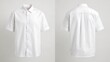 © Rayhan - White short sleeve button down shirt for men front and back view casual business attire clothing  classic style