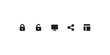 © Senopati - Set of five black minimalist icons representing security sharing and data management.