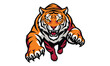 © babu - Tiger Pouncing Mascot Illustration on White Background