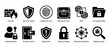 © Vladislav - Set of black cybersecurity glyph icons representing firewall, vpn, authentication, and network protection concepts for digital safety and data privacy in a clean, minimalist style