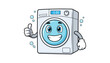 © MonwaraStock - Cute cartoon washing machine character giving thumbs up with appliance, thumbsup