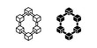 © NOVASTOCK - Abstract geometric hexagonal network structure with connecting cubes on white background