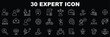 © Top - Knowledge web icons in line style.Intelligence, knowledge, smart, learning, education, study. Vector illustration