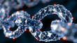 © Maksym - Blockchain distributed node chain visualization rendered as three-dimensional lattice, cryptographic hash link connectors forming immutable sequence, decentralized ledger topology suspended in deep