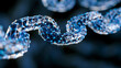 © Maksym - Blockchain distributed node chain visualization rendered as three-dimensional lattice, cryptographic hash link connectors forming immutable sequence, decentralized ledger topology suspended in deep