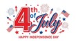 © Sharminakter - 4th of july celebration with fireworks and american flags on white background