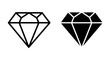 © MRHASAN - Diamond icon set, black gemstone symbol, luxury jewel vector illustration, precious stone graphic