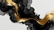 © 矩 裴 - Abstract black and gold swirling paint