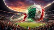 © lingkon sikder - Mexican soccer ball bursting through flag in stadium spectacle