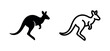 © liubomir118809 - Simple silhouette and outline icons of a kangaroo, white background