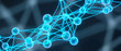 © Rendara Studio - Abstract blue molecular strand with glowing spheres in a science visualization