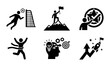 © Mehedi - Success Icons Set: Achievement, Goal, Victory, Strategy, Innovation, Startup Vector Graphics