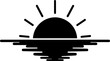 © Lucu - Sun rising over a flat horizon creates a simple silhouette icon design for weather or climate applications.