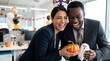 © Jian - Halloween office celebration colleagues posing together joyfully for corporate newsletter magazine cover workplace teamwork culture promotion