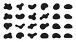 © Galih - Set of black organic liquid blob shapes with smooth curved edges isolated on a white background, perfect for modern graphic design, minimalist brand identity and abstract pattern creation