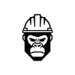 © bat max - Gorilla wearing construction hard hat minimalist logo design
