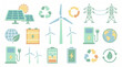 © Malintha Studio - Renewable Energy Vector Set with Solar Panels Wind Turbines Battery Storage and Clean Power Systems