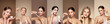 © Oleg Gekman - Beauty women shown applying various skincare products to their faces while smiling at the camera. The women stand in front of a neutral background. Beauty collage