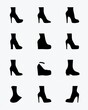 © Joy - Set of black silhouette icons of different styles of modern women high heel ankle boots and fashion shoes