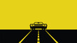 © Nj Art - Minimalist classic muscle car on road yellow background vector