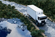 © Rendara Studio - 3D rural delivery truck on road beside water and grass