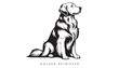 © williamnoah - Very beautiful black-and-white engraved vector illustration featuring a GOLDEN RETRIEVER with detailed fur textures and an elegant breed label reading 'GOLDEN RETRIEVER', rendered in refined monochrom