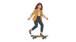 © Joni - Woman in business casual attire skateboarding, modern lifestyle, urban transport