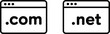 © Clinton Black - Web browser, icon set, internet window frames with .com .net domains for online platforms hosting and network branding